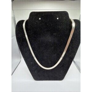 Vintage Sterling Silver Herringbone Chain Necklace 22" 27g Flat Omega Style